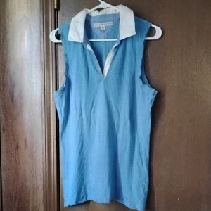 Tommy Hilfiger Light Blue Sleeveless Polo Tank with White Collar